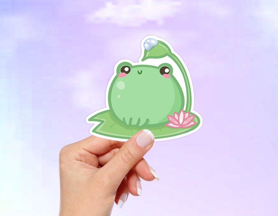 Kawaii Frog Vinyl Sticker – Cute Waterproof Frog Decal for Laptop ...