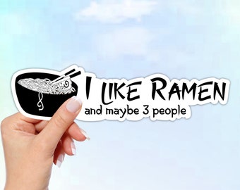 I Like Ramen Glossy Vinyl Sticker: Waterproof Laptop Decal