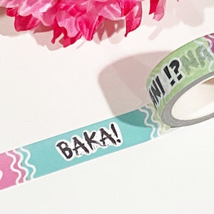Japanese Washi Tape, Baka, Kawaii, Nani, 2 rolls Included
