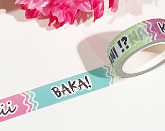 Japanese Washi Tape, Baka, Kawaii, Nani, 2 rolls Included