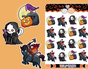 Halloween Planner Stickers: Reaper, Pumpkin, Horror Stickers