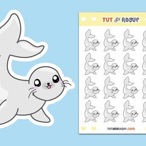 Seal Sticker Sheet, Seal stickers, Kawaii Seal, Ocean sticker, Cute Seal, Planner stickers, Journal stickers