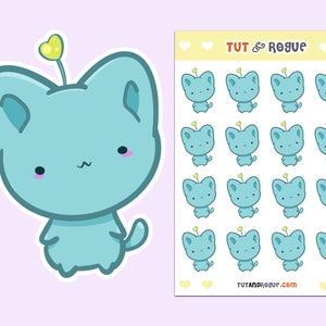 Blue Bitty Neko Cat Stickers: Kawaii Planner Stickers