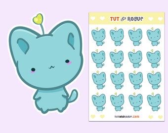Blue Bitty Neko Cat Stickers: Kawaii Planner Stickers