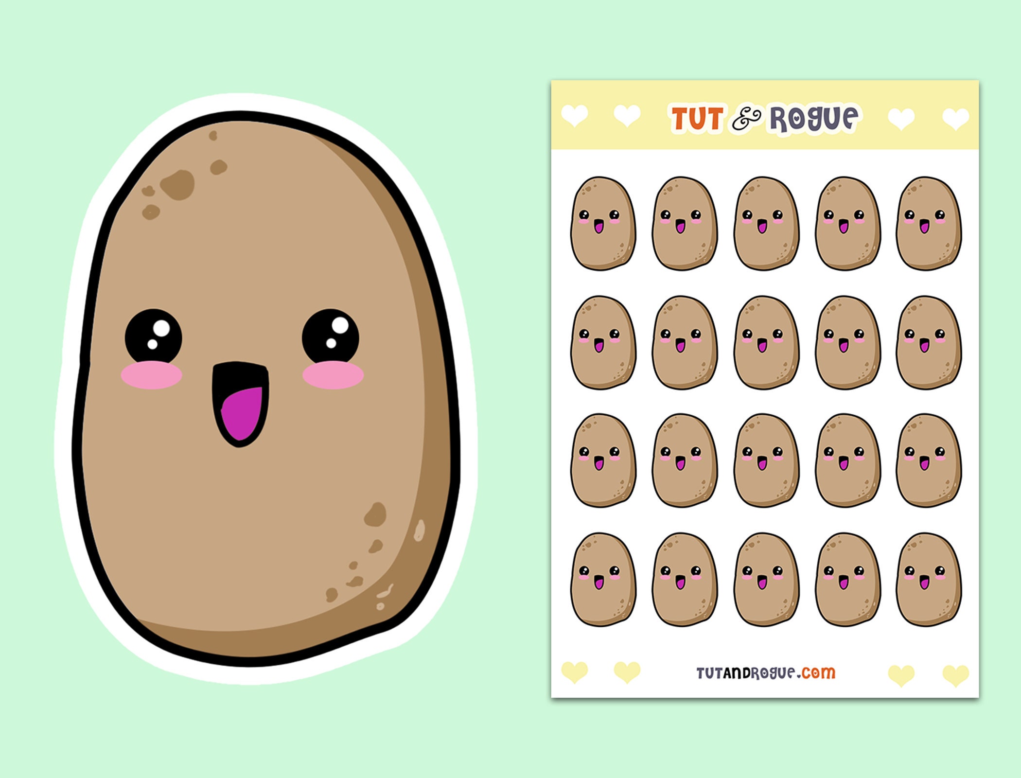 Cute Potato Stickers Roll Cute Potato Stickers For Laptop - Temu