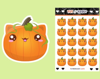Cat Pumpkin Stickers Sheet