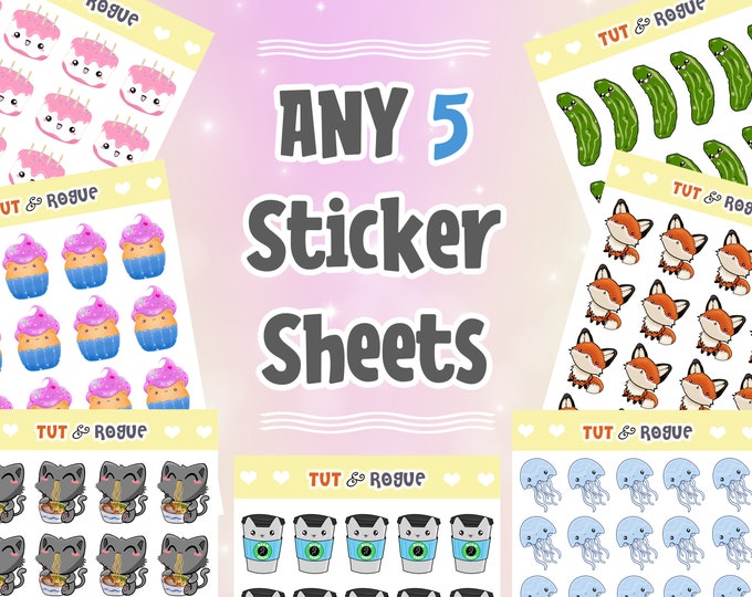 Sticker Pack Pick 5 Sticker Sheets - Etsy