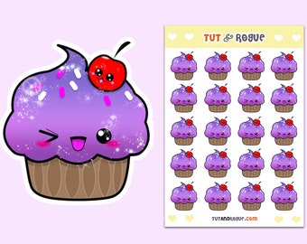 Kawaii Cupcake Matte Stickers, Planner Stickers