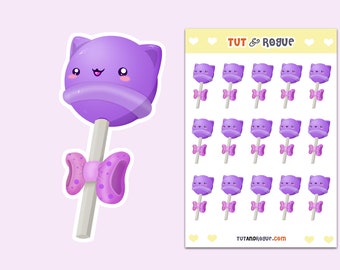 lollipop Sticker Sheet, Cat Stickers