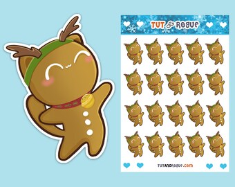 Christmas Gingerbread Man Sticker Sheet, Cat Stickers
