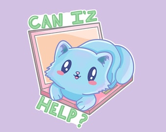 Kawaii Cat on Laptop Vinyl Sticker - Waterproof Car Decal