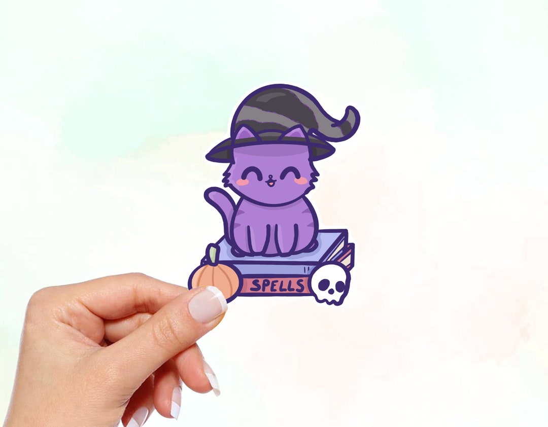 Witch Cat Vinyl Sticker: Waterproof Kawaii Laptop Decal - Etsy