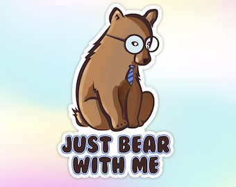 Bear Vinyl Sticker: Waterproof Laptop Decal, Kawaii Art Style