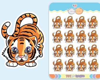 Tiger Sticker Sheet, Planner stickers, Mini sticker sheets, cute tiger stickers