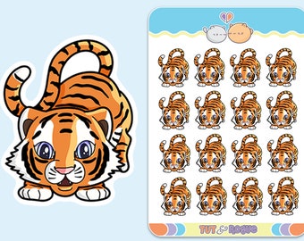 Cute Tiger Stickers, Planner Stickers, Mini Sticker Sheet