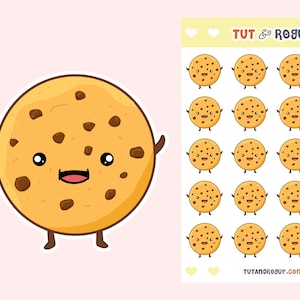 Kawaii Cookie Sticker Sheet, Kawaii Stickers, Chocolate chip stickers, mini stickers, planner stickers