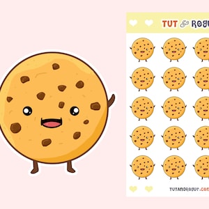 Kawaii Cookie Sticker Sheet, Kawaii Stickers, Chocolate chip stickers, mini stickers, planner stickers