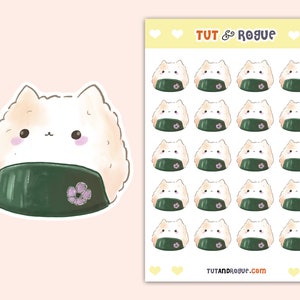 Cat Rice Ball Sticker Sheet: Kawaii Japanese Stickers