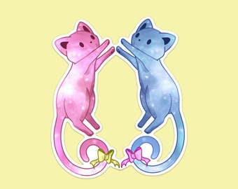 Kawaii Star Cats Vinyl Sticker: Waterproof Laptop Decal