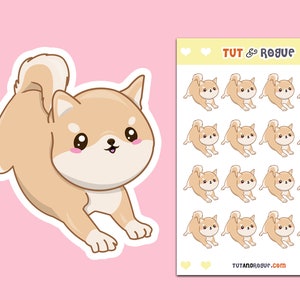 Dog Sticker Sheet, Shiba Inu Stickers, Dog stickers, Planner stickers, Journal stickers, Kawaii Dog Stickers, Cute Shiba Inu