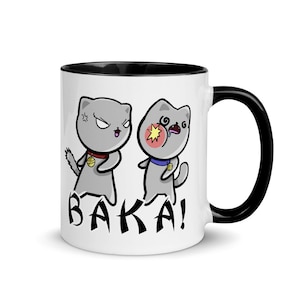 Baka Cats Mug with Color Inside, Anime Coffee Cup, Cats Coffee Mug