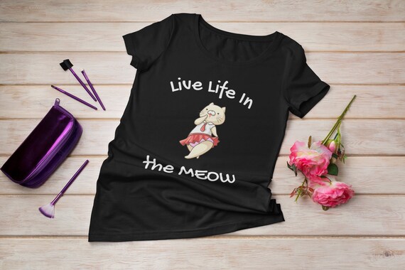 Anime Cat T-shirt Live Life in the Meow 