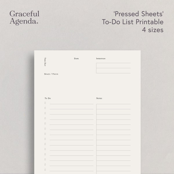 To-Do List Printable, To-Do List Planner, Daily Agenda, Pressed Sheets Series