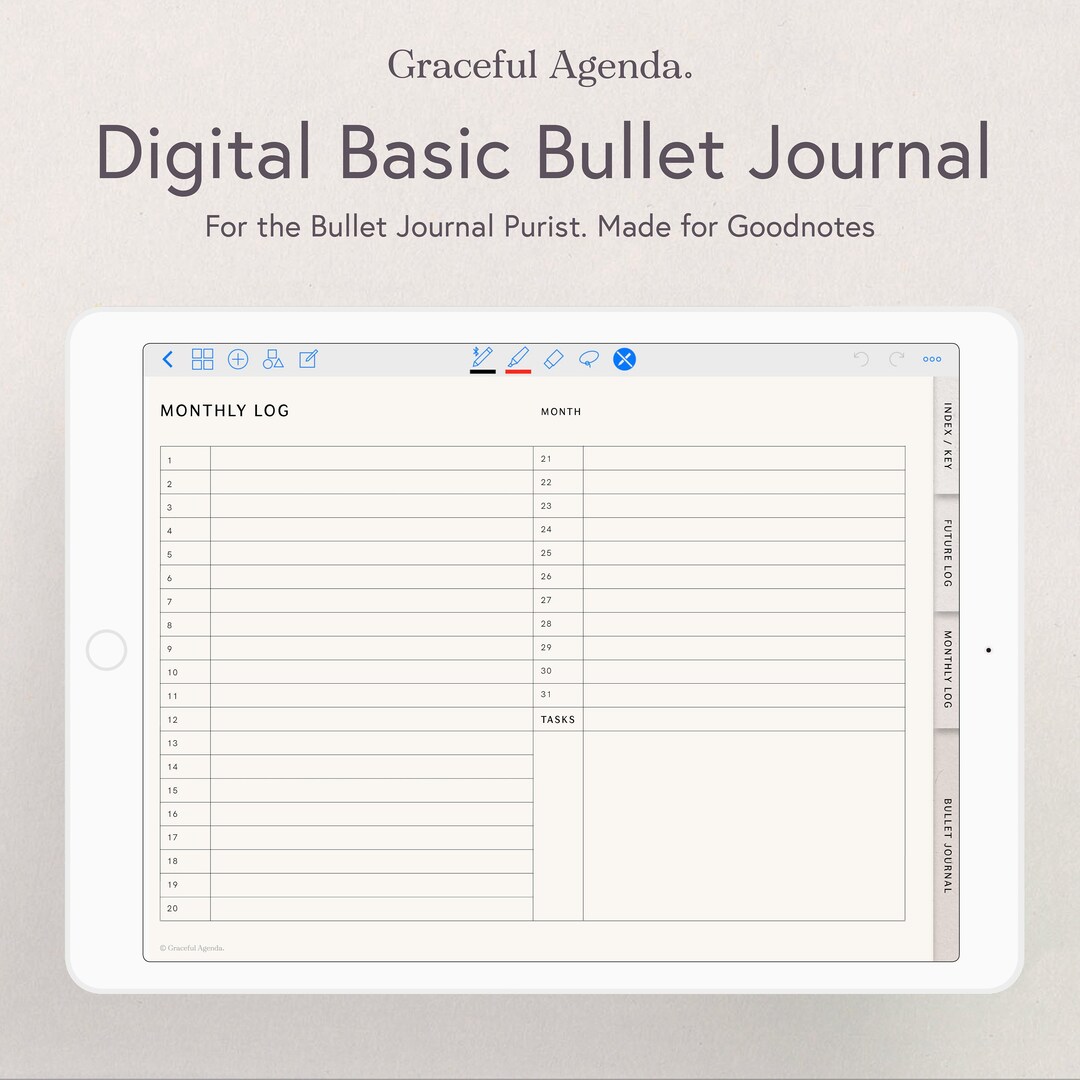 Digital Basic Bullet Journal Goodnotes Planner Minimalist - Etsy