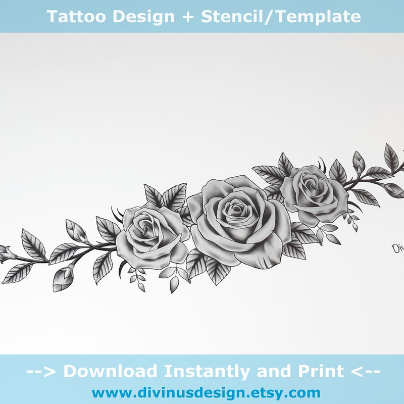Rose Tattoo Stencil - Etsy