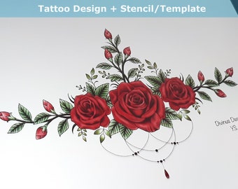 red rose tattoo outline