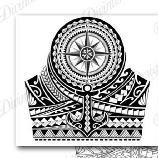 Polynesian Compass Rose Quarter Sleeve Tattoo - Conception de tatouage et pochoir / modèle - Modèle de téléchargement numérique instantané3 - Permis de tatouage