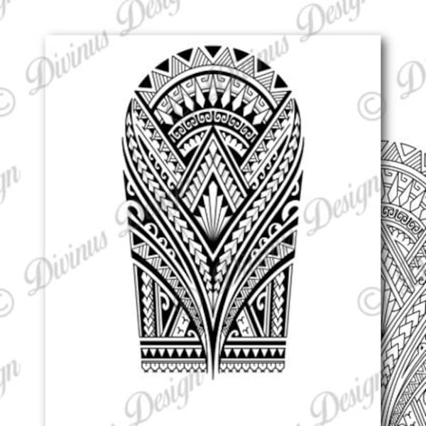 Tribal Polynesian Tattoo Half Sleeve Shoulder to Elbow - Tattoo Design and Stencil - Instant Digital Download - modèle 5 - Tattoo Permit