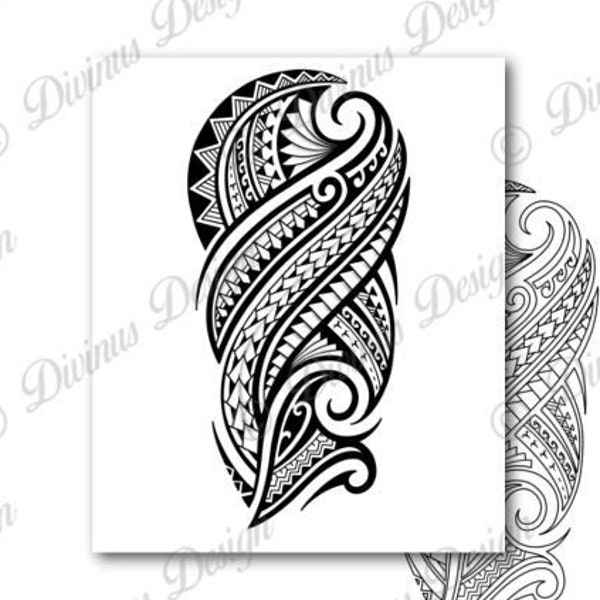 Tribal Polynesian Tattoo Half Sleeve Shoulder to Elbow - Conception de tatouage et pochoir - Téléchargement numérique instantané - modèle 4 - Permis de tatouage