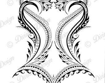 African Polynesian Back Tattoo Design and stencil - Instant Digital Download - Tattoo Permit