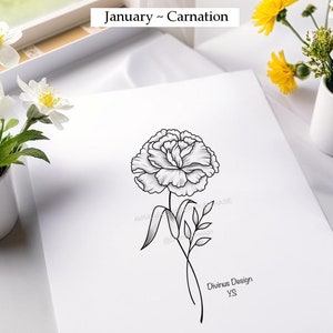 January Birth Flower, Carnation Birth Flower, Birth Flower Tattoo ...
