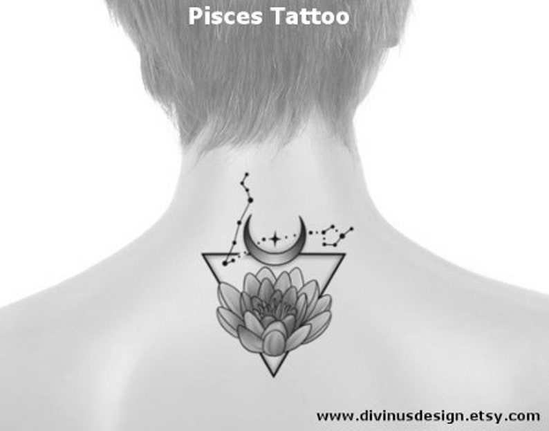 Pisces Horoscope Flower Tattoo Tattoo Design and Tattoo Etsy