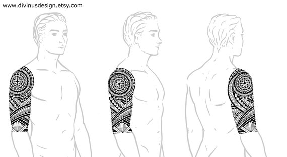 Half Sleeve Polynesian Tattoo Wrap Around Shoulder To Elbow Etsy