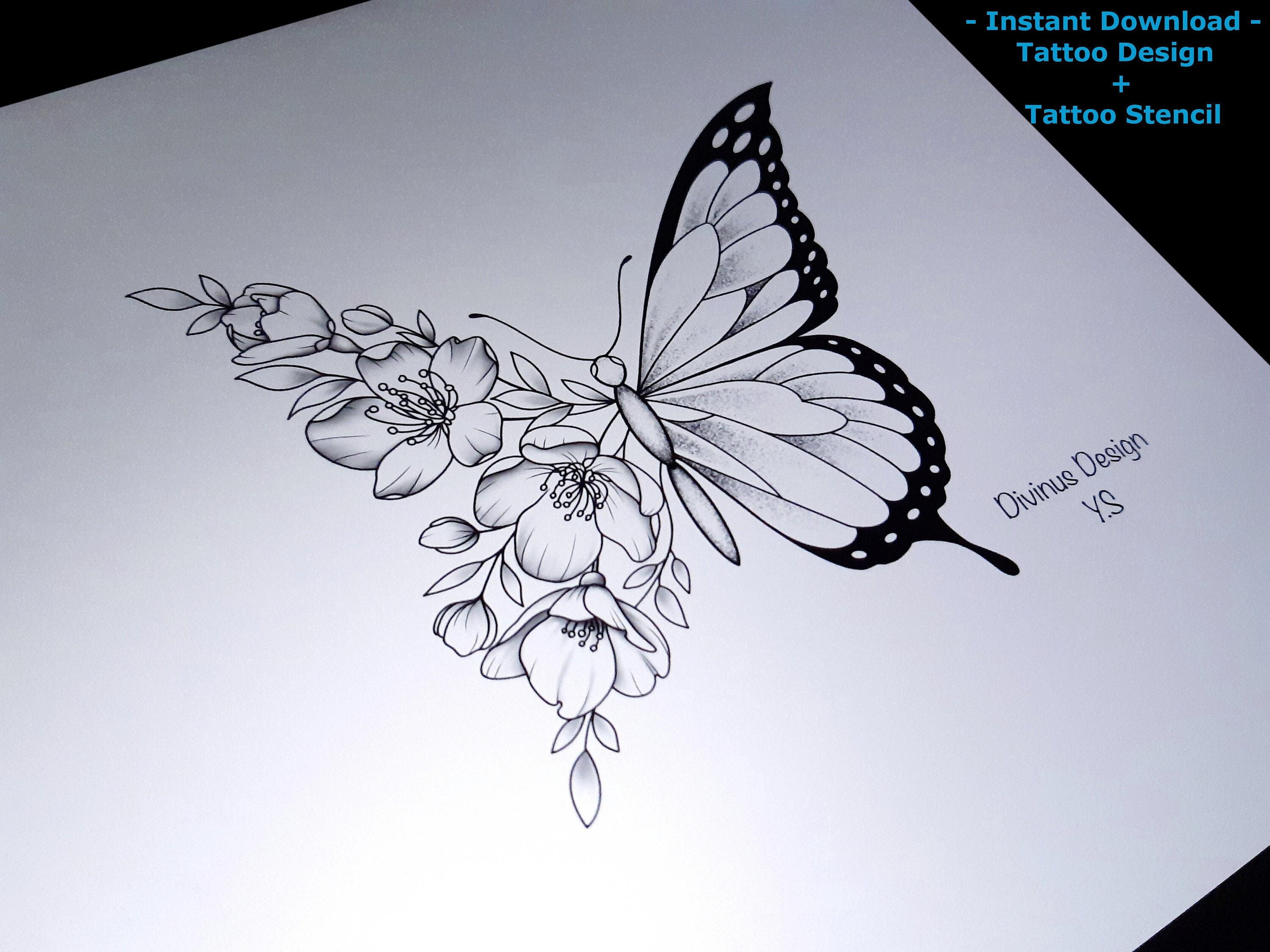 butterfly and rose tattoos designs