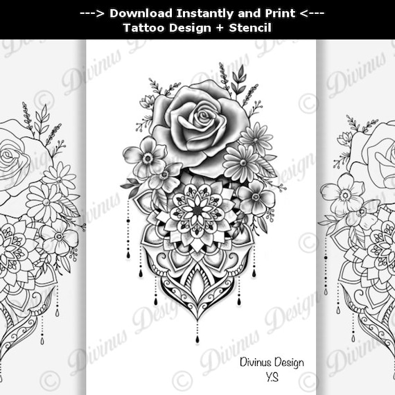 Ornamental Tattoo Floral Tattoo Tattoo Design - Etsy