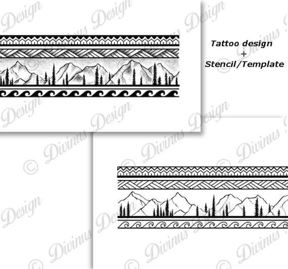 Polynesian Band Tattoo Design And Stencil Polynesian Etsy