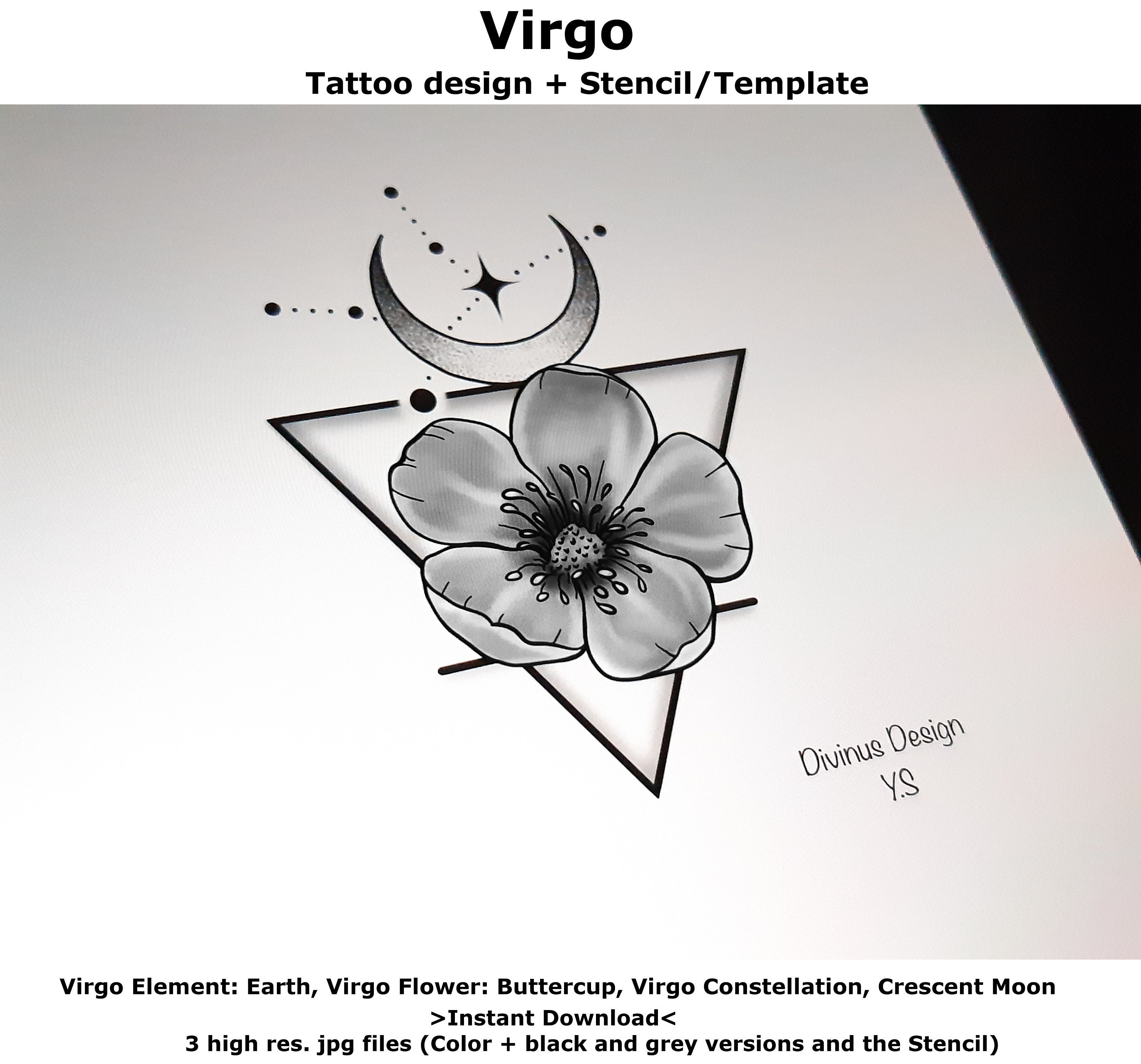 Virgo Horoscope Flower Tattoo Tattoo Design and Tattoo | Etsy