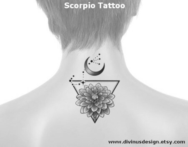 Scorpio Horoscope Flower Tattoo Tattoo Design and Tattoo Etsy