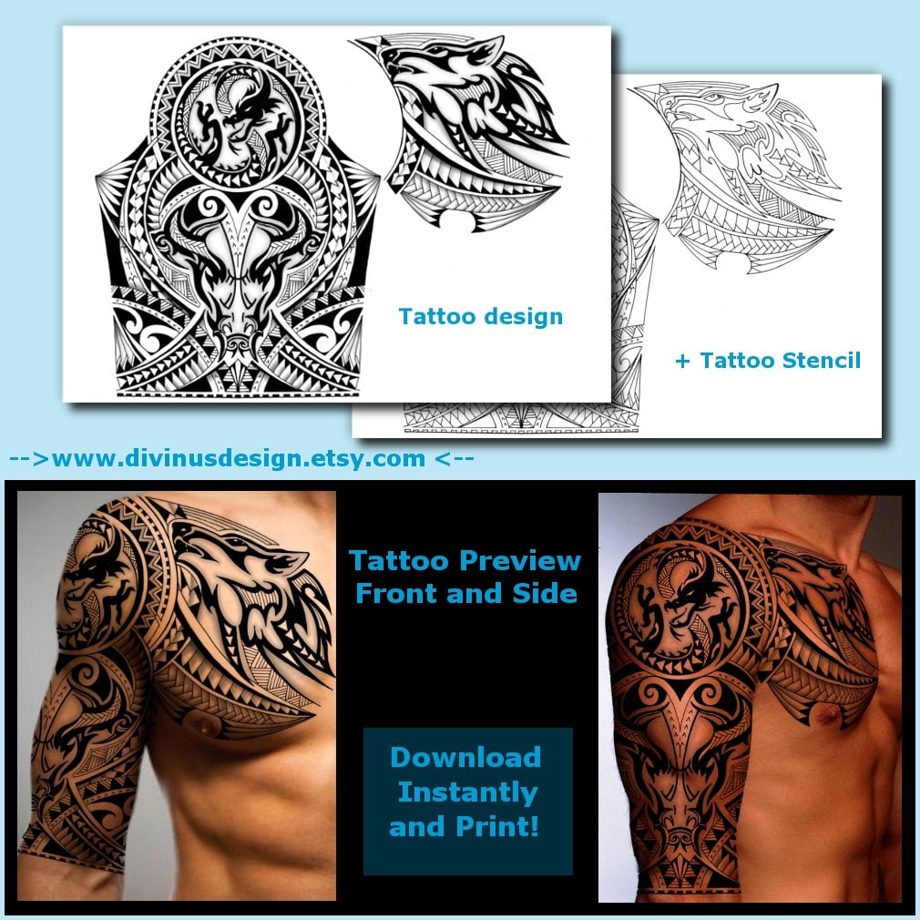 Instant Download Half Sleeve Polynesian Maori Tattoo And Chest Etsy