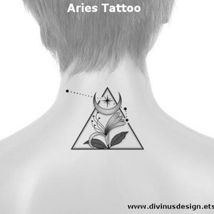 Aries Horoscope Flower Tattoo Tattoo Design and Tattoo Stencil/template Instant Digital Download