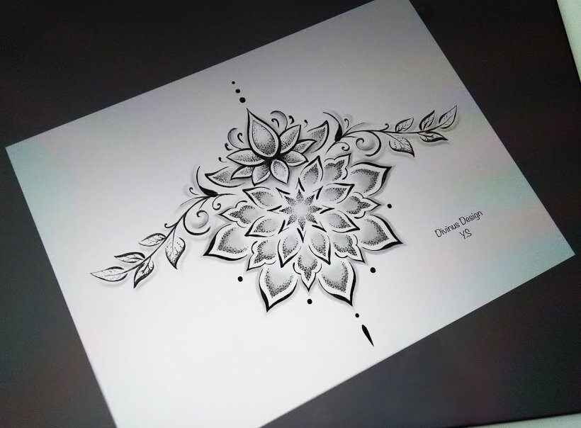 Underboob Lotus And Mandala Tattoo Design And Stencil Etsy My XXX Hot