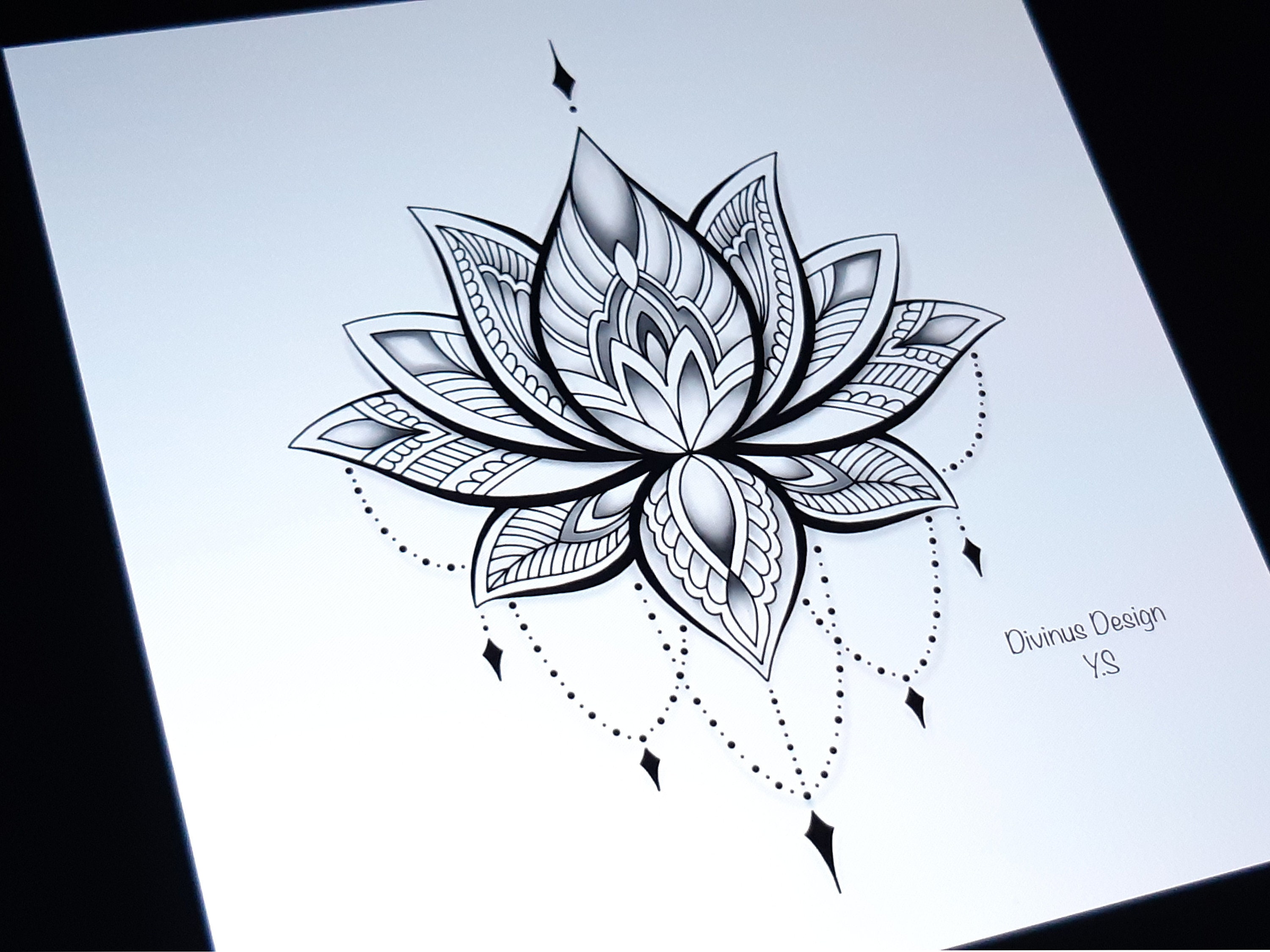 Lotus Mandala Tattoo Design And Stencil Lotus Henna Tattoo Etsy Sweden