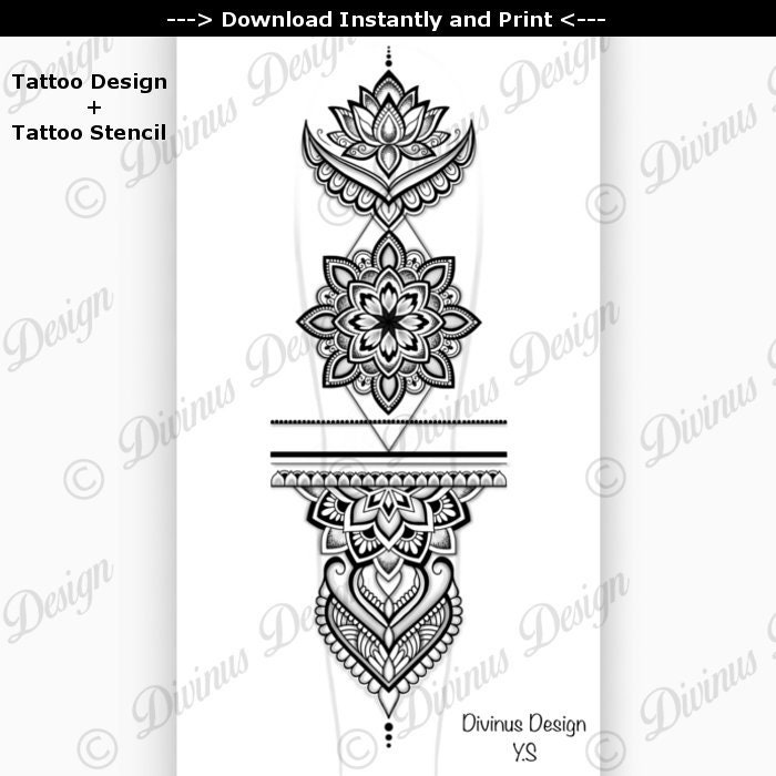 ornamental mandala tattoo design and stencil henna tattoo etsy
