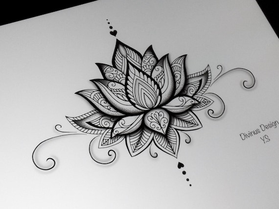 Goede Lotus Mandala Tattoo Design and Stencil/Template Instant | Etsy AR-41