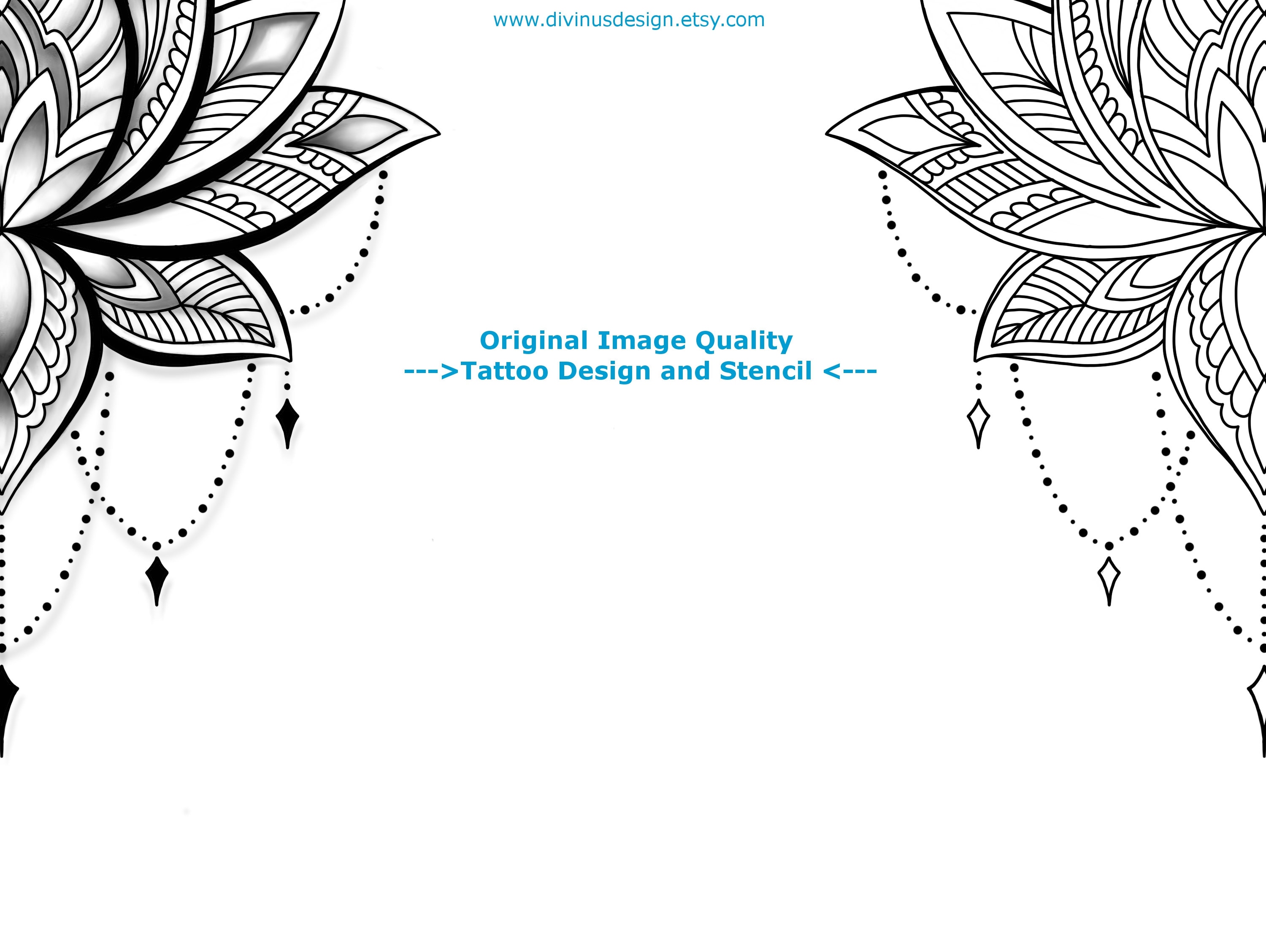 Lotus Mandala Tattoo Design and Stencil Lotus Henna Tattoo Etsy UK