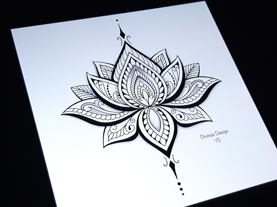 Tribal Lotus Mandala Tattoo Design and Stencil Lotus Henna - Etsy